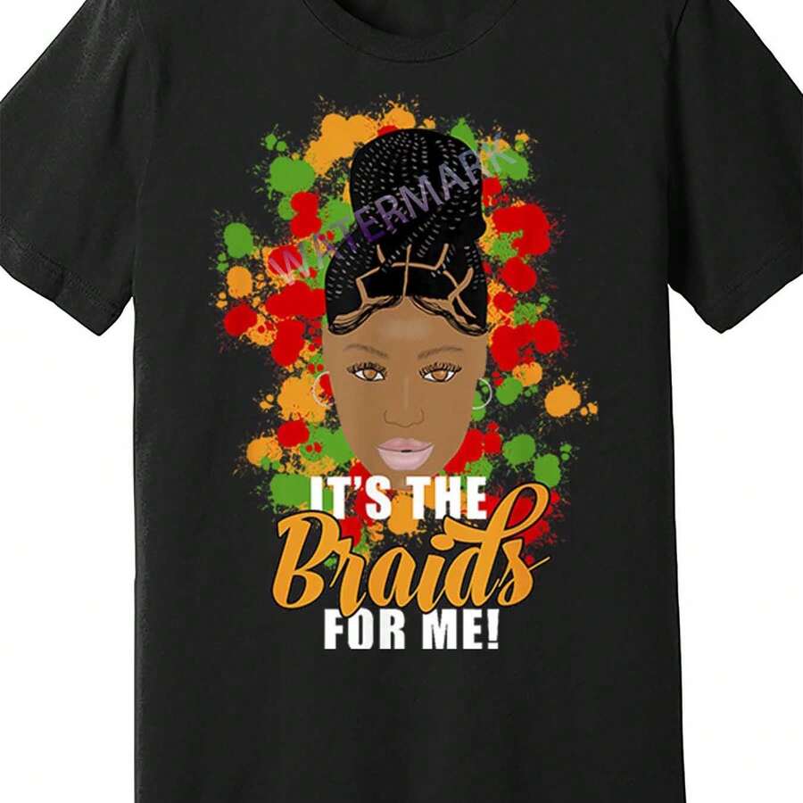 Camiseta gráfica de manga corta para hombre con diseño de trenzas de caja, moño y dibujo artístico, 510069 - Negro - Ver 1
