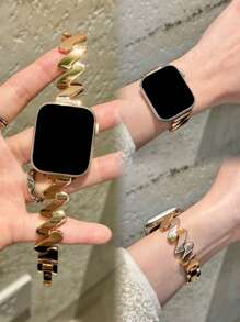 1 Piece Metal Watch Strap, Compatible With Apple Watch Series Ultra/Se/10/9/8/7/6/5/4/3/2/1 Series Replacement Watch Band 38/40/41/42/44/45/46/49mm - 38/40/41/(S10-42MM) - View 9