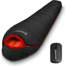 Saco de dormir para momia, de -20 a 16 ° F Extreme 3 a 4 estaciones para adultos, clima frío, cálido y lavable, para senderismo, viajes y actividades al aire última intervensión - -9,4 °C-verde - Ver 6