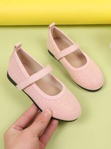 1 pereche de pantofi fără platformă roz pentru fete, mărime mare, material textil de culoare uni, design cu velcro, vârf rotund, talpă moale din TPR antiderapantă, pantofi drăguți de prințesă la modă, potriviți pentru fete cu vârsta cuprinsă între 1 și 12 ani, zi de zi, petrecere, casual, călătorii, primăvară/toamnă 2025 - Roz - Vizualizare 7