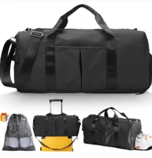 Bolsa deportiva mochila impermeable multibolsillos para gimnasio yoga portátil viaje resistencia máxima almacenamiento compartimentos múltiples diseño fitness moda comodidad - Negro - Ver 2