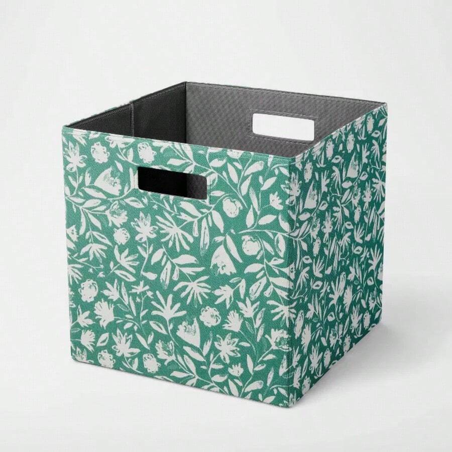 13" X 13" Fabric Bin - Brightroom ™ - Dark Green Floral - View 1