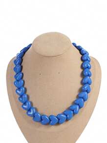 1pc Bohemian Style Acrylic Geometric Resin Heart Knotted Beaded Necklace, Handmade Women Jewelry For Festival And Everyday - Acrylic Beaded Heart Necklace - View 8