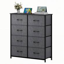Yitahome Commode, 8 Tiroirs en Tissu Commode Chambre Meuble de Rangement, Cadre en Métal,pour Chambre à Coucher, Salon,Gris Profond - Noir Gris - Voir 10