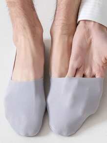 1/3/6 Pairs Men's Solid Bottom Breathable Solf Nylon Upper Low Cut Invisilbe No Show Socks With Non-Slip Gel At Heel, Suitable For Sports Or Daily Use