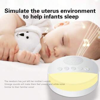 1pc White Noise Machine, Music Light Sleep Machine, Portable Sound Machine For Baby Adult, Adjustable Brightness LED Night Light, Features Powerful Battery 1200mAh , 3-Speed Timer, 21 Soothing Sound, Noise Canceling For Office & Sleeping, Night Feeding, Sound Therapy For Home, Travel, Registry, Birthday, Holiday Gifts