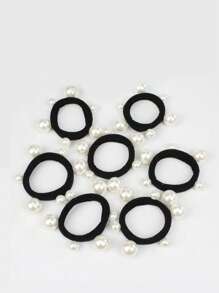 3Pcs/5Pcs/6Pcs Faux Pearl Decor Hair Tie, Hair Bobbles, Hair Band, Hair Accessories Scrunchies, Multifunctional Hair Styling Tools, Elegant Elastic Rubber Band, Elastic Hair Bands For Women, Suitable For Bun & Ponytail, Won't Damage Hair, Reusable, For Daily Wear, Casual, Party, Work, School, Dating, Travel, Gifts For Mom, Friends, Couples, Classmates