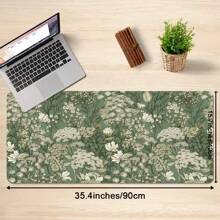 Large Extended Computer Floral Mouse Pad With Non-Slip Rubber Base, Long Gaming Mouse Mat With Stitched Edges, XL Flowers Plants Mousepad For Laptop