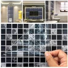 20pcs Kitchen Tile Stickers Bathroom Mosaic Sticker Self-Adhesive Wall Home Decoration  15cm X 15cm - Black - View 8