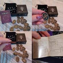 14pcs/Set Witch Runes Set With Guidebook And Storage Bag, Runes Set For Beginners, Divination Healing Alchemy Woodcut Meditation Altar Game Runes, Home Decoration, Gaming Supplies,Christmas