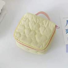 1pc Embroidered Name Cosmetic Bag, Cute Heart-Shaped Customized Makeup Pouch, Sanitary Pad Storage Bag, Travel Makeup Bag, Personalized Storage Pouch, Makeup Bag, Multifunctional Travel Accessory, Space-Saving, Formal, Stripe Exquisite, Fashion, Tidy, Minimalist, Casual, Basic Style, Unique Gift Idea, Ideal Gift For Girlfriend, Family, Friend On Anniversary - Multicolor - View 11