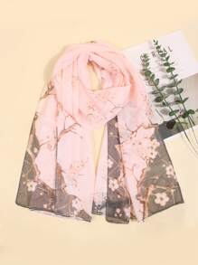 1pc Women's Retro Floral Print Lightweight Scarf, Breathable Sun Protection Headscarf, Elegant For Daily Wear