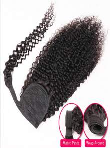 Kinky Curly Ponytail Extension Human Hair Clip In Pony Tail Hair Extensions Natural Black Ponytail Extensions Real Remy Hair Pieces Long Kinky Curly Clip In Human Hair Ponytail 30Inch - SNatural - View 3