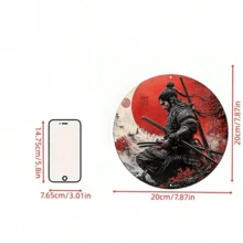 1pc Japanese Samurai Flat Metal Wall Art, 20.32x20.32cm, High Definition Printing, Weather-Resistant, Pre-Drilled For Easy Hanging - Home, Living Room, Bedroom, Garage, Cafe Decor, Vintage Style, Home Theme, Best For Christmas, Random Hole Position