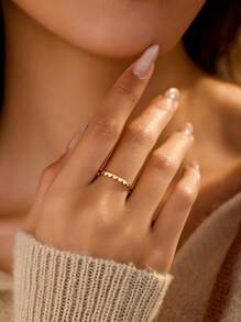 BALMORA 1pc 925 Sterling Silver Tiny Heart Ring, Exquisitely Delicate And Fresh Japanese Style Ladies Ring, Minimalist Daily Wear, Valentine's Jewelry Gift - Gold - View 6