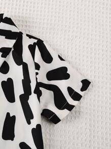 Baby Boy Cute Cow Print Shirt + Cow Print Shorts Set, Summer