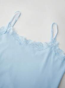 Women Y2k Fairy Lace Trim Cami Tank Tops With Built-In Bra Spaghetti Strap Sleeveless Camisole Crop Tops Sexy Backless Slim Fit Vest Shirt Summer Going Out Tops Aesthetic Clothes Streetwear - 藍色 - 查看 7