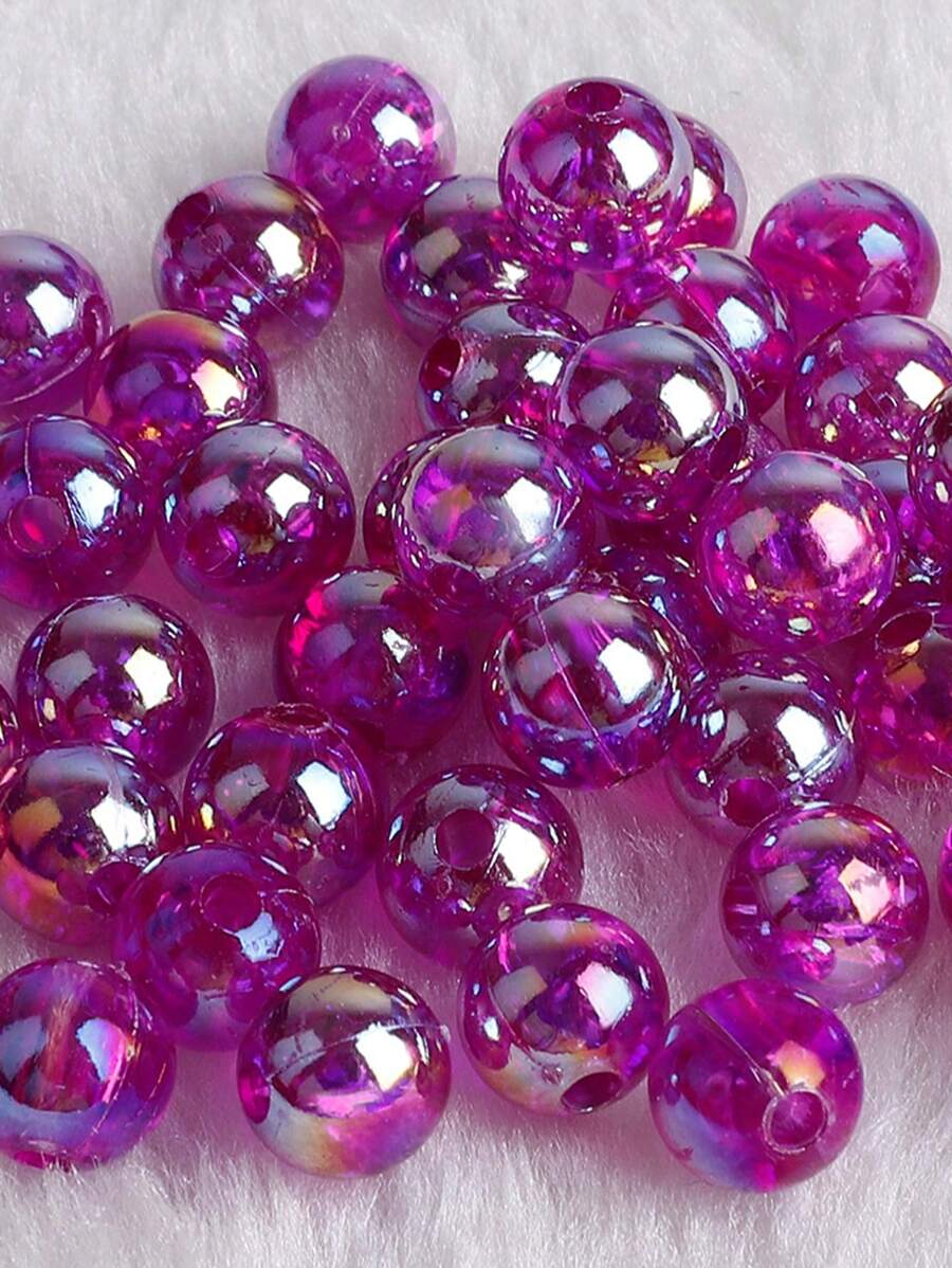 100 hạt Acrylic tròn trong suốt màu tím đậm 6/8/10mm dùng làm đồ trang sức DIY làm vòng tay, vòng cổ, phụ kiện - DPR màu tím đậm - Xem 1