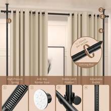 Room Divider, No Drilling Curtain Rod, Adjustable Heavy Duty Metal Tension Partition Room Dividers, Wall Divider For Room Separation Not Include Curtains - Black - View 3