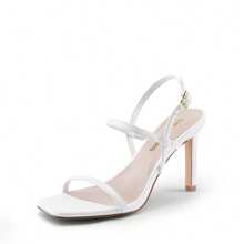 Women's Slingback Heels High Stilettos Open Square Toe Ankle Strap Pumps Sexy Comfort Strappy Dress Shoes Wedding Bridal Heeled Sandals - White - View 4