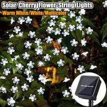1pc 20/50/100leds Flowers Solar String Lights Outdoor Waterproof LED Solar Light 5M/7M/12M Cherry Flower Lights Twinkle 8 Modes Christmas Garden Party Camping ,Trees, Walls, Fences Decoration(Multicolor/WHITE/Warm White)