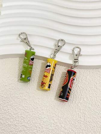 Set de 3 llaveros con colgante de papa 3D de dibujos animados casuales, decoración para mujeres, accesorios de joyería de moda, con mosquetón, clips de carabina para coche, colgante decorativo para bolsos, regalo para cumpleaños y festividades