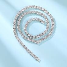 MDFUN Dây chuyền nữ hình chữ V đính đá Cubic Zirconia, mạ vàng trắng 18K, đá Cubic Zirconia tròn 4.0mm, thích hợp cho đám cưới và các dịp chơi tennis. - trắng - Xem 4