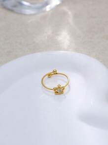 1 件不锈钢皇冠形戒指，镶嵌水钻，时尚优雅的设计，适合女性日常佩戴，是新年、情人节、感恩节、旅行、派对的绝佳礼物 - R0990 - 查看 4