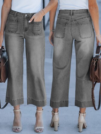 新款女式七分水洗牛仔裤，时尚性感长裤