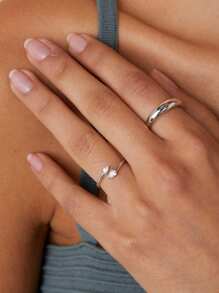 Light Luxury Stylish 925 Sterling Silver Unique Pear Cut Zirconia Opening Rings For Women Daily Wear