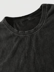 Men's Round Neck Casual Loose Vintage Acid-Washed Print Sleeveless Tank Top - Black - View 4