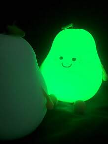 Luz lámpara de silicona con diseño de fruta de pera de dibujos animados, con 7 colores de luz diferentes para cambiar libremente, se puede usar como decoración de dormitorio, regalo lindo, regalo de fiesta, etc.