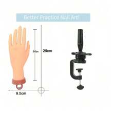 Modelo de mano de silicona para práctica de manicura con dedos flexibles y soporte de escritorio, ideal para principiantes. - Multicolor - Ver 3
