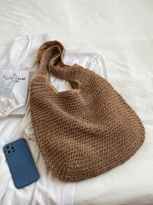 Women Large Capacity Shoulder Bags Handmade Straw Woven Bohemian Shopper Totes Bag