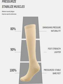 5 Pairs Women Khaki Compression Socks, Suitable For Running, Cycling, Hiking, Medical Services & Prolonged Standing, Fall - Khaki - View 3