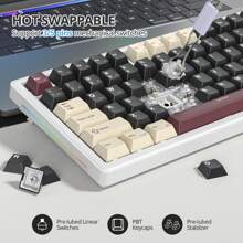 75% Mechanical Keyboard Gasket With Knob, Creamy Sounding Wired Gaming Keyboard TKL 75 Percent Hot Swappable RGB Backlit Programmable For Win - Black - View 3