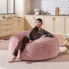 Bean Bag Chair 4Ft, Memory Foam Filled, Large Beanbag Chairs For Adults And Teens, Soft Sofa With Removable Flannel Cover, Round Couch For Living Room Bedroom College Dorm (Pink, 4FT-47*47"*24")