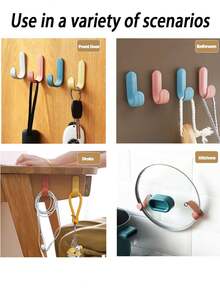24pcs Strong Adhesive Wall Hooks, Practical Wall Mounted Hooks For Keys, Wall Decor, Towel, Hat, Shower, Kitchen, Living Room, Office, (Available In 24/12/6/2pcs) - Multicolor - View 7