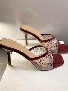 New Square Toe High Heel Sandals With Ankle Strap