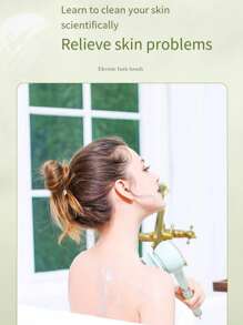 Multi-Functional Electric Shower Brush - 6 Replaceable Heads & 3 Modes, Soft Bristles & Silicone Tips For Deep Exfoliation & Gentle Massage, Waterproof For Home Bath & Massage, Perfect Gift For Her - Màu xanh Bạc hà - Xem 5