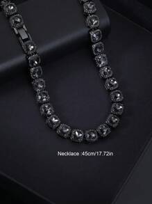 1条嘻哈时尚链条项链，镶嵌闪亮水钻，嘻哈项链，男士珠宝礼物