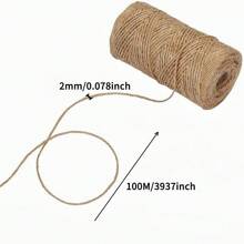2mm/3mm 10M/100M Natural Vintage Jute Rope Twine Roll Sewing Wedding Gift Wrap Crafts Jute Cord Thread Handmade DIY Party Ribbon Bows Christmas Decoration