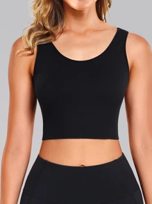 1 pieza Sujetador deportivo sin costuras con relleno extraíble y soporte de elevación para mujer, básico de yoga para verano