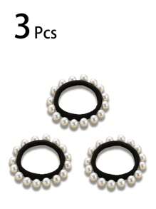 3Pcs/5Pcs/6Pcs Faux Pearl Decor Hair Tie, Hair Bobbles, Hair Band, Hair Accessories Scrunchies, Multifunctional Hair Styling Tools, Elegant Elastic Rubber Band, Elastic Hair Bands For Women, Suitable For Bun & Ponytail, Won't Damage Hair, Reusable, For Daily Wear, Casual, Party, Work, School, Dating, Travel, Gifts For Mom, Friends, Couples, Classmates