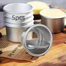 1pc/5pcs Set, Mini Round Cake Molds With Removable Bottom, Suitable For Desserts And Cakes. Handmade Baking Molds For Cheesecake, Cupcakes, Sweets And DIY Baking - Ideal For Holidays, Mother's Day, Easter, Christmas, Halloween. - Multicolor - View 3