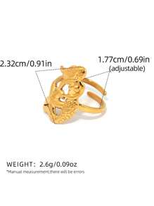 Frminee 1PC/2PCS 夏季海洋可爱美人鱼不锈钢开口戒指，海洋保护，时尚珠宝，适合女士和女孩，海滨度假，约会，好朋友的礼物 - 彩色 - 查看 5