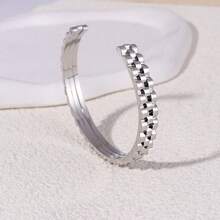 1 件时尚百搭可调节不锈钢编织手链