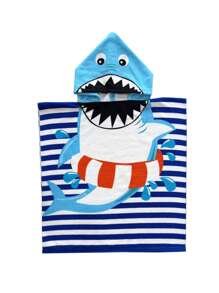 1 件连帽浴袍，1 件，男孩和女孩强吸水柔软透气斗篷，可爱动物图案连帽斗篷毛巾海滩和浴室使用