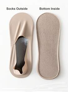 1/3/6 Pairs Men's Solid Bottom Breathable Solf Nylon Upper Low Cut Invisilbe No Show Socks With Non-Slip Gel At Heel, Suitable For Sports Or Daily Use