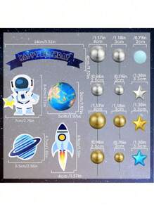 25PCS Space Astronaut Cake Decorations, Outer Space Astronaut Statue Decorations, Planet Rocket Astronaut Paper Inserts, Space Theme Party Cake Decorations, Suitable For Birthday Cake Decorations, Men's Birthday Cake Decorations